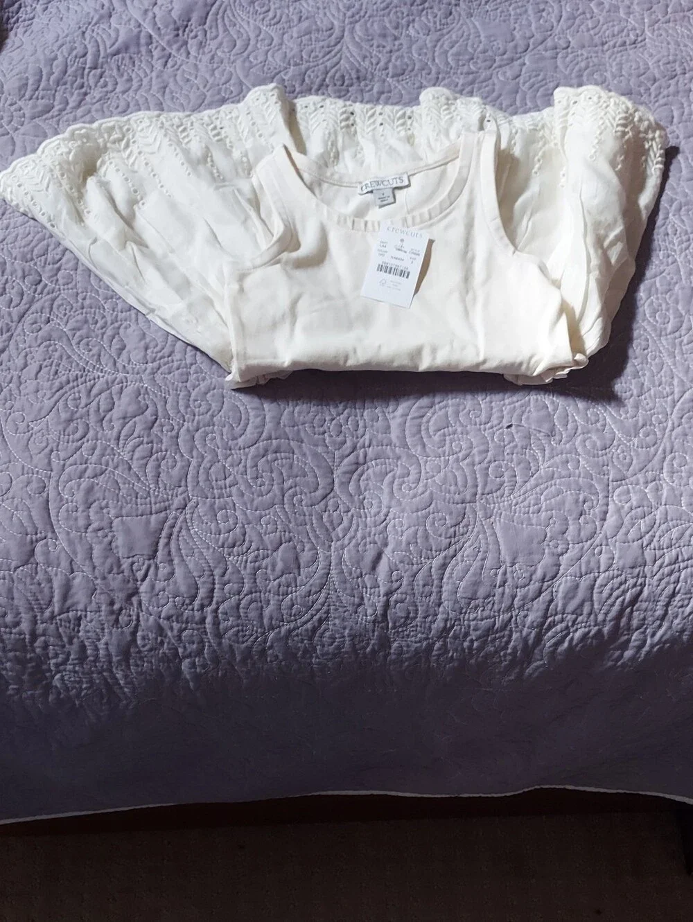J.Crew Girls' eyelet-trim mixy dress White Sz. 3 BNWT SO $80